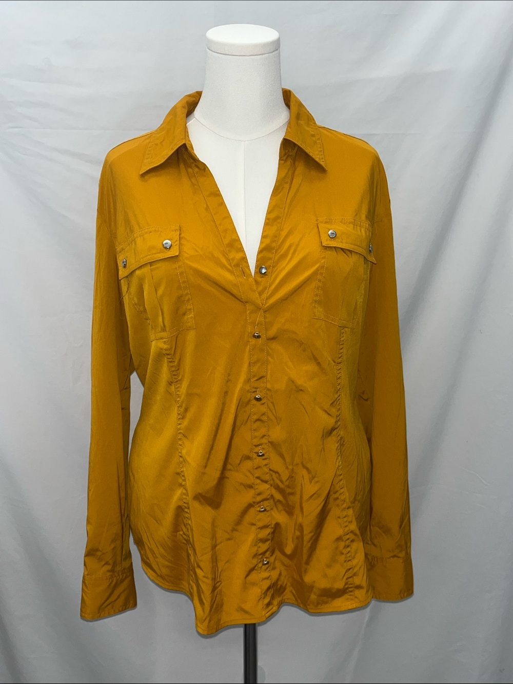 Style & Co. Mustard Yellow Button-Front Shirt